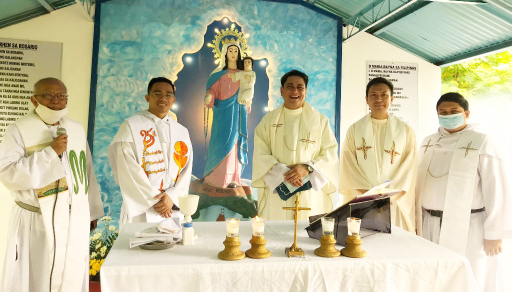 Recoletos de San Carlos. (L to R) Frays Cabarles, Alviola, Ramon,  </br> Alve, and Pahamutang, OAR celebrate the feast of Our Lady of the Holy Rosary </br> at Monteagudo-Recoletos Retreat House, Brgy. Rizal, San Carlos City.