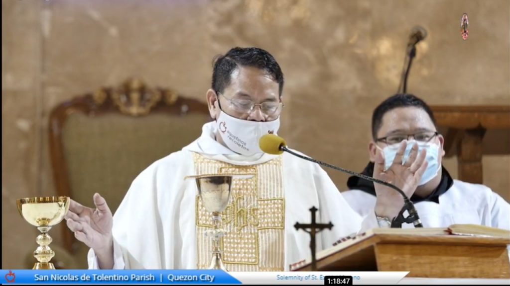 Fray Dionisio Selma, OAR, Prior Provincial, celebrates the Fiesta Mass </br> in honor of St. Ezekiel Moreno, Patron of the Province </br> at San Nicolas de Tolentino Parish, Quezon City.