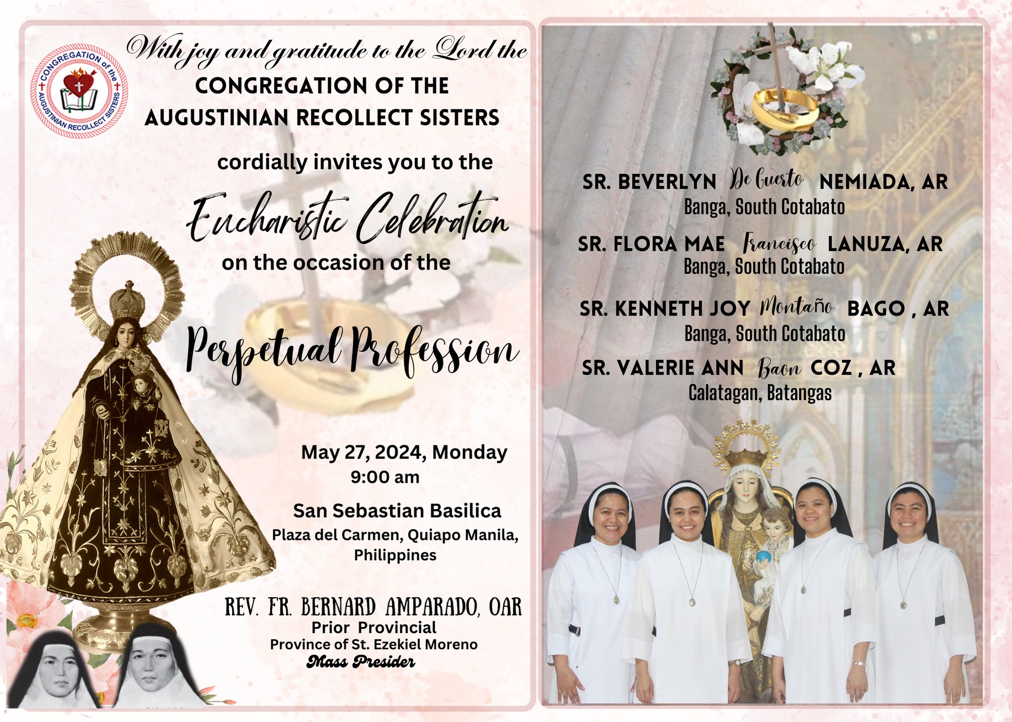 Invitation: Perpetual Profession – Agustinos Recoletos